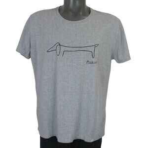 Pablo Picasso Dog Sketch Wituka Heather Gray T-Shirt XXL